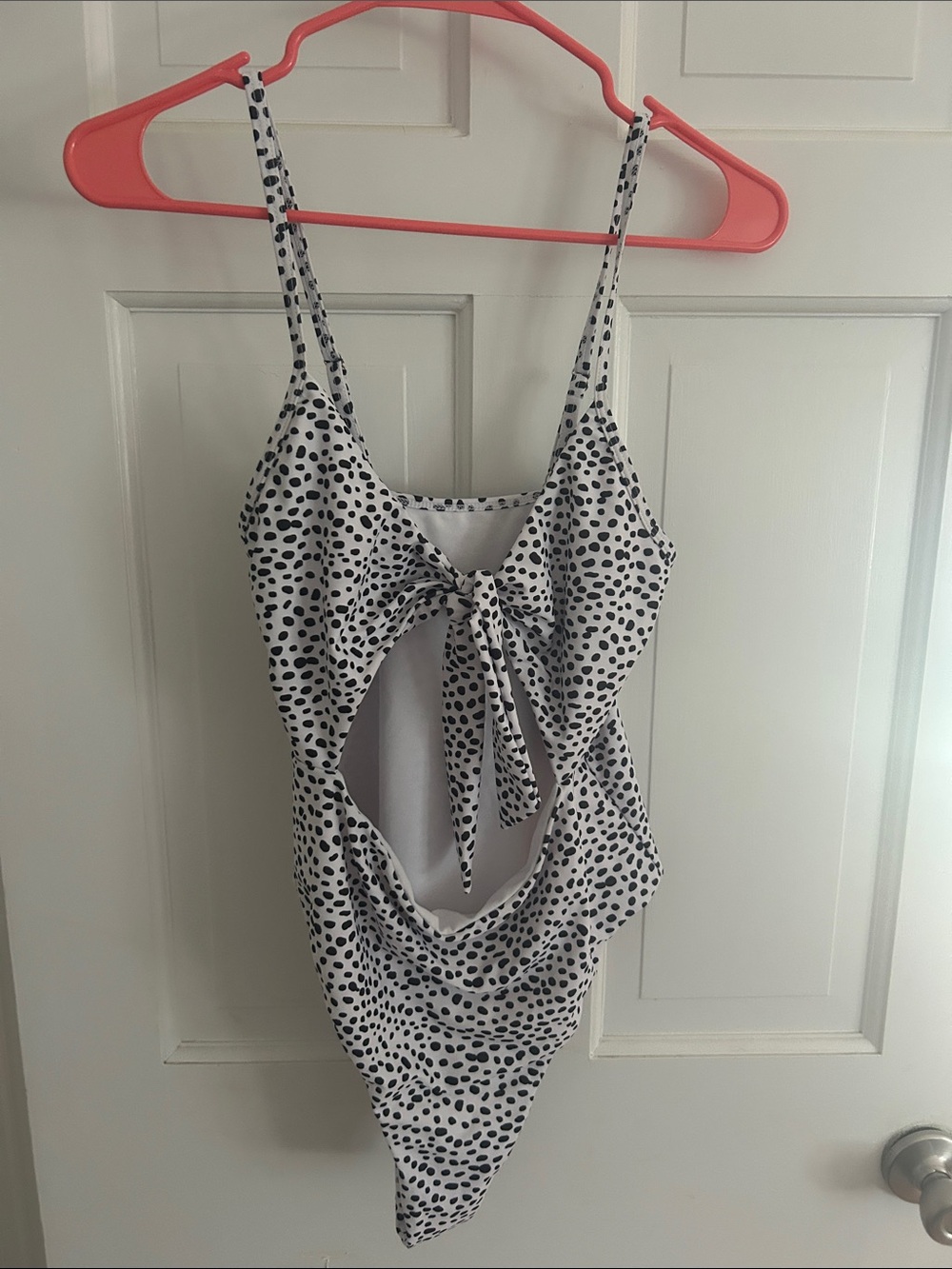 Black Dot Tie-Front One-Piece Swimsuit